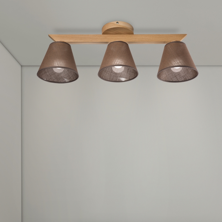 Brilagi - Bevestigde hanglamp ANTHONY 3xE14/40W/230V eiken/bruin