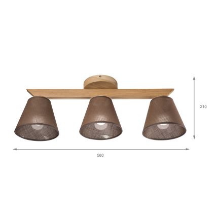 Brilagi - Bevestigde hanglamp ANTHONY 3xE14/40W/230V eiken/bruin