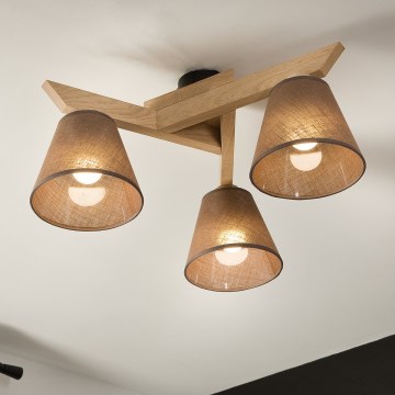 Brilagi - Bevestigde hanglamp ANTHONY 3xE14/40W/230V eiken/bruin