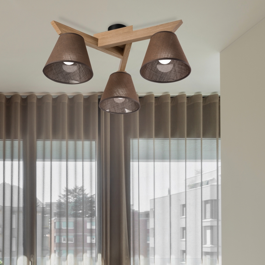 Brilagi - Bevestigde hanglamp ANTHONY 3xE14/40W/230V eiken/bruin