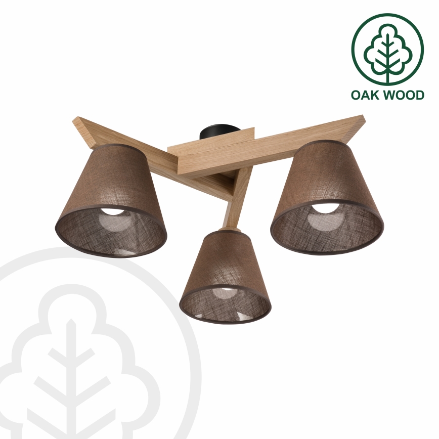 Brilagi - Bevestigde hanglamp ANTHONY 3xE14/40W/230V eiken/bruin