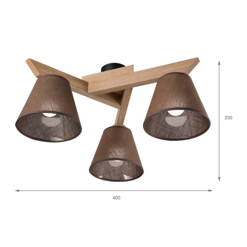 Brilagi - Bevestigde hanglamp ANTHONY 3xE14/40W/230V eiken/bruin