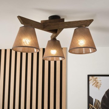Brilagi - Bevestigde hanglamp ANTHONY 3xE14/40W/230V eiken/bruin