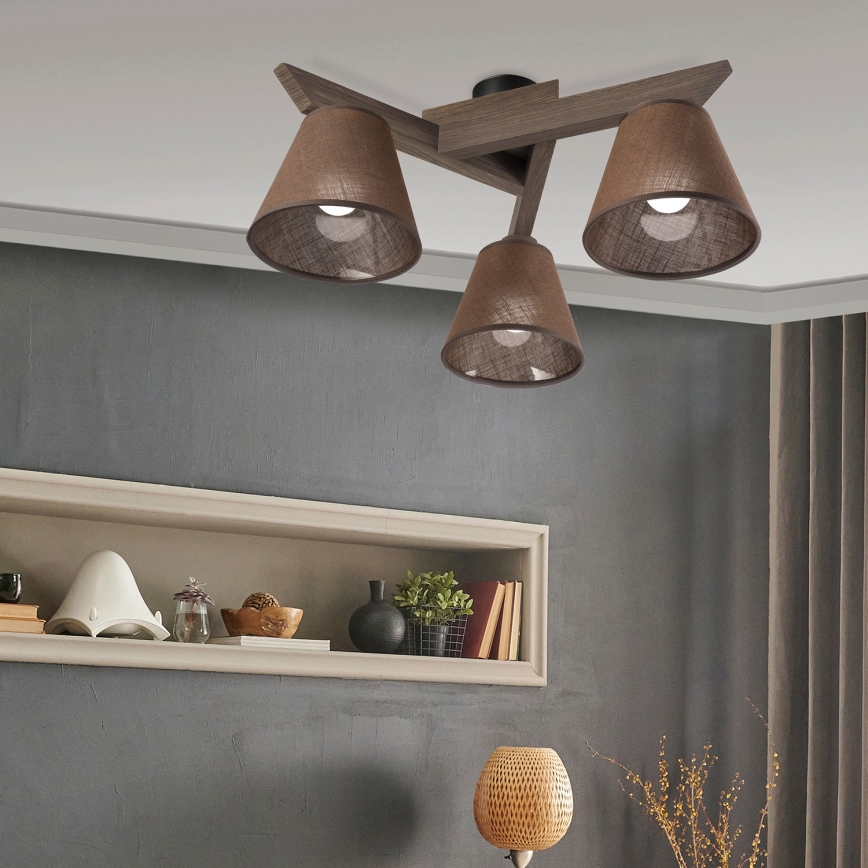 Brilagi - Bevestigde hanglamp ANTHONY 3xE14/40W/230V eiken/bruin