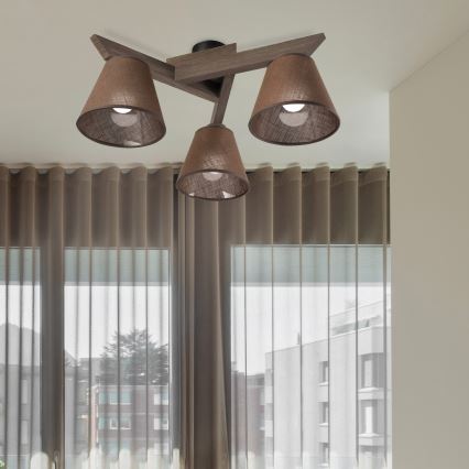 Brilagi - Bevestigde hanglamp ANTHONY 3xE14/40W/230V eiken/bruin