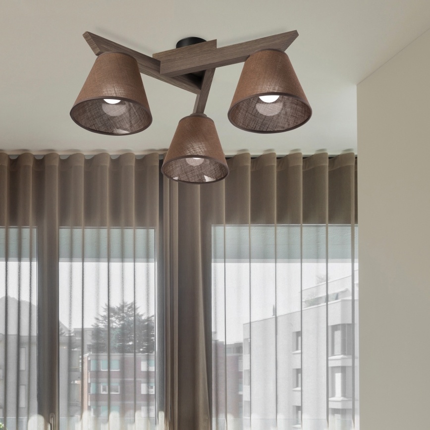 Brilagi - Bevestigde hanglamp ANTHONY 3xE14/40W/230V eiken/bruin