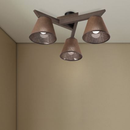 Brilagi - Bevestigde hanglamp ANTHONY 3xE14/40W/230V eiken/bruin