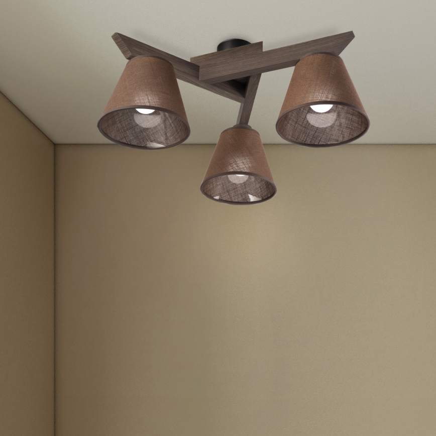 Brilagi - Bevestigde hanglamp ANTHONY 3xE14/40W/230V eiken/bruin