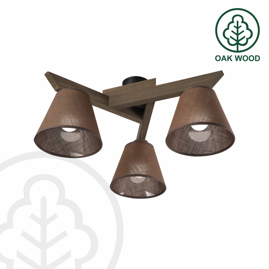 Brilagi - Bevestigde hanglamp ANTHONY 3xE14/40W/230V eiken/bruin