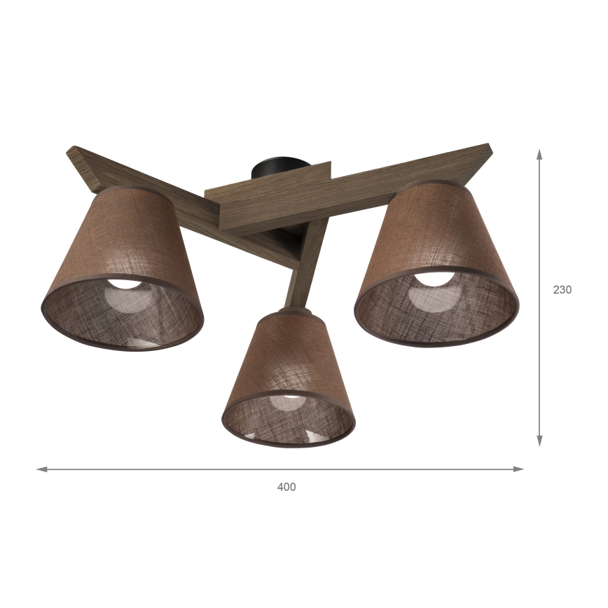 Brilagi - Bevestigde hanglamp ANTHONY 3xE14/40W/230V eiken/bruin
