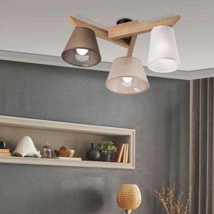 Brilagi - Bevestigde hanglamp ANTHONY 3xE14/40W/230V eiken