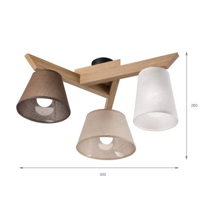 Brilagi - Bevestigde hanglamp ANTHONY 3xE14/40W/230V eiken