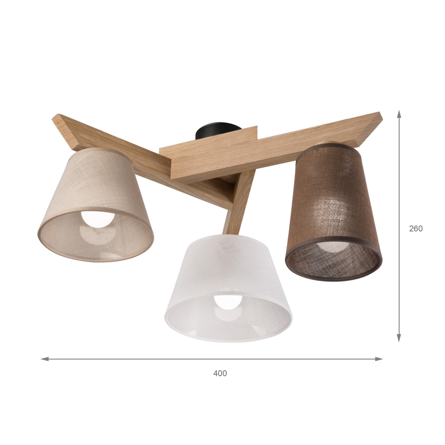 Brilagi - Bevestigde hanglamp ANTHONY 3xE14/40W/230V eiken