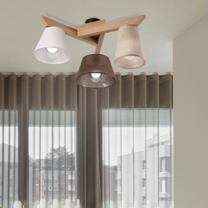 Brilagi - Bevestigde hanglamp ANTHONY 3xE14/40W/230V eiken