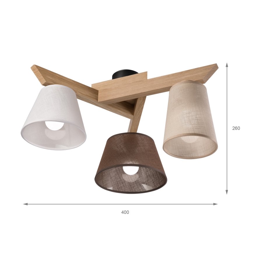 Brilagi - Bevestigde hanglamp ANTHONY 3xE14/40W/230V eiken