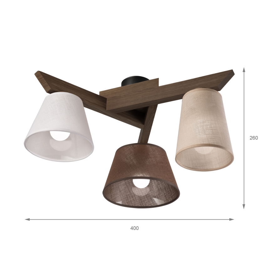 Brilagi - Bevestigde hanglamp ANTHONY 3xE14/40W/230V eiken