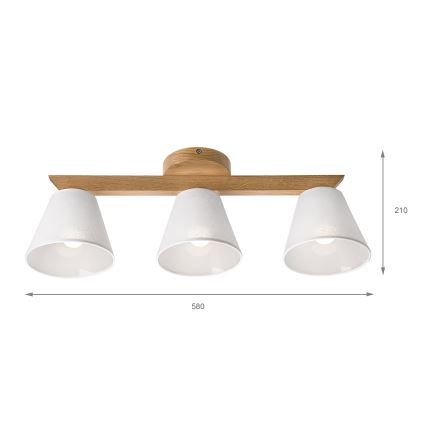 Brilagi - Bevestigde hanglamp ANTHONY 3xE14/40W/230V eiken/wit