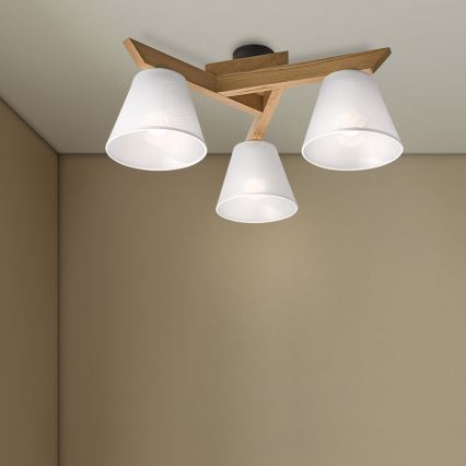 Brilagi - Bevestigde hanglamp ANTHONY 3xE14/40W/230V eiken/wit