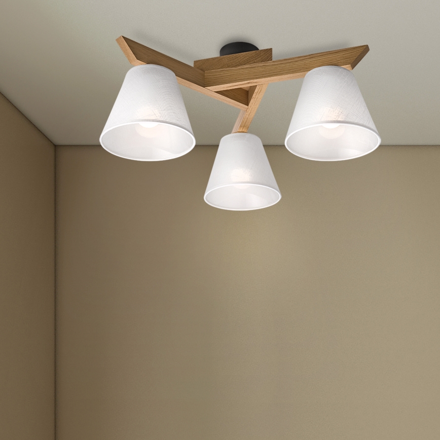 Brilagi - Bevestigde hanglamp ANTHONY 3xE14/40W/230V eiken/wit