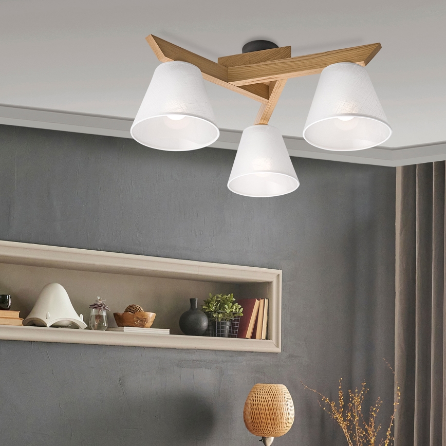 Brilagi - Bevestigde hanglamp ANTHONY 3xE14/40W/230V eiken/wit