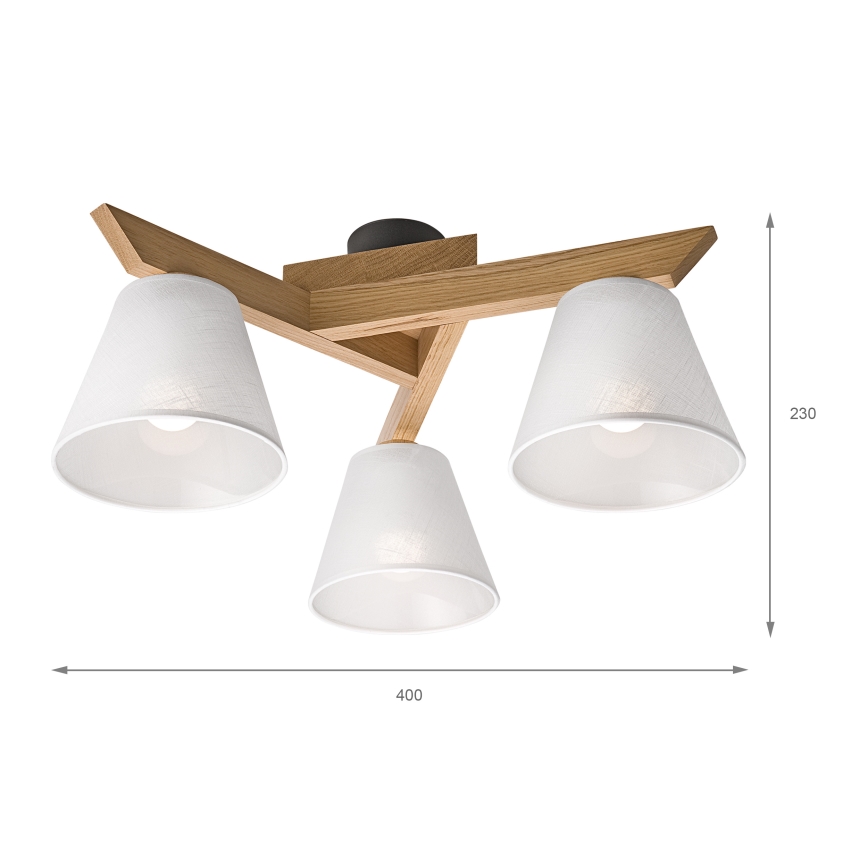 Brilagi - Bevestigde hanglamp ANTHONY 3xE14/40W/230V eiken/wit