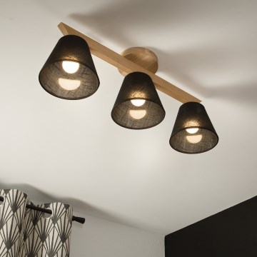 Brilagi - Bevestigde hanglamp ANTHONY 3xE14/40W/230V eiken/zwart
