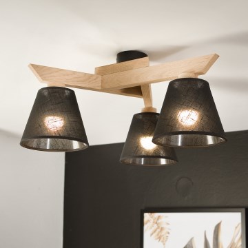 Brilagi - Bevestigde hanglamp ANTHONY 3xE14/40W/230V eiken/zwart