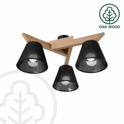 Brilagi - Bevestigde hanglamp ANTHONY 3xE14/40W/230V eiken/zwart