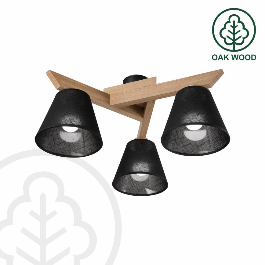 Brilagi - Bevestigde hanglamp ANTHONY 3xE14/40W/230V eiken/zwart