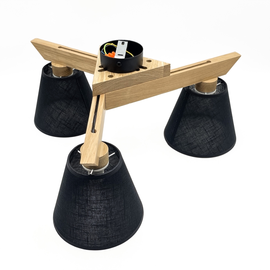 Brilagi - Bevestigde hanglamp ANTHONY 3xE14/40W/230V eiken/zwart