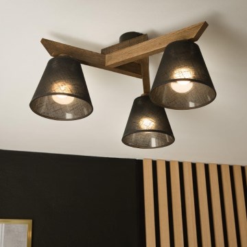 Brilagi - Bevestigde hanglamp ANTHONY 3xE14/40W/230V eiken/zwart