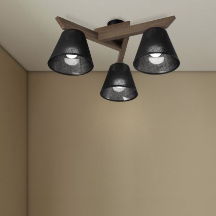 Brilagi - Bevestigde hanglamp ANTHONY 3xE14/40W/230V eiken/zwart