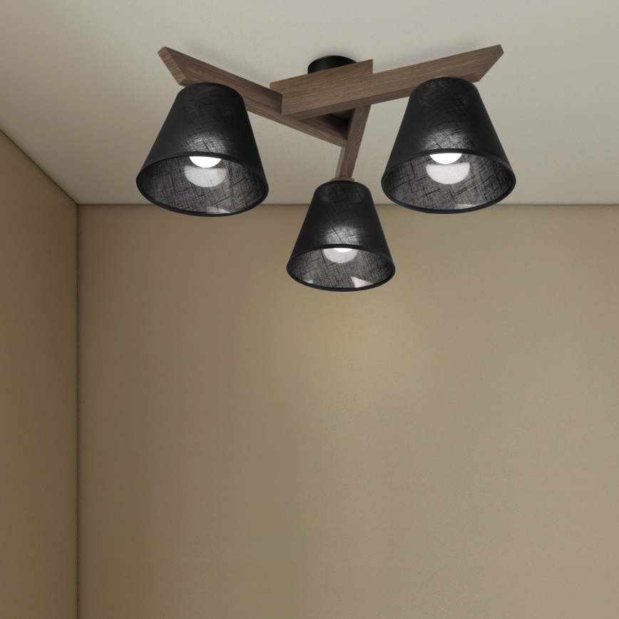 Brilagi - Bevestigde hanglamp ANTHONY 3xE14/40W/230V eiken/zwart