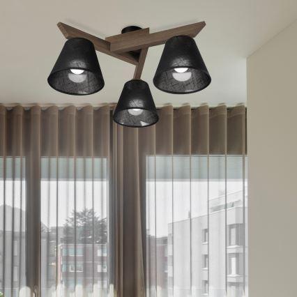 Brilagi - Bevestigde hanglamp ANTHONY 3xE14/40W/230V eiken/zwart