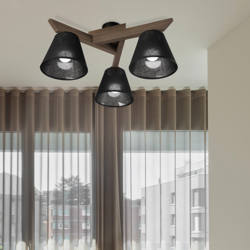 Brilagi - Bevestigde hanglamp ANTHONY 3xE14/40W/230V eiken/zwart