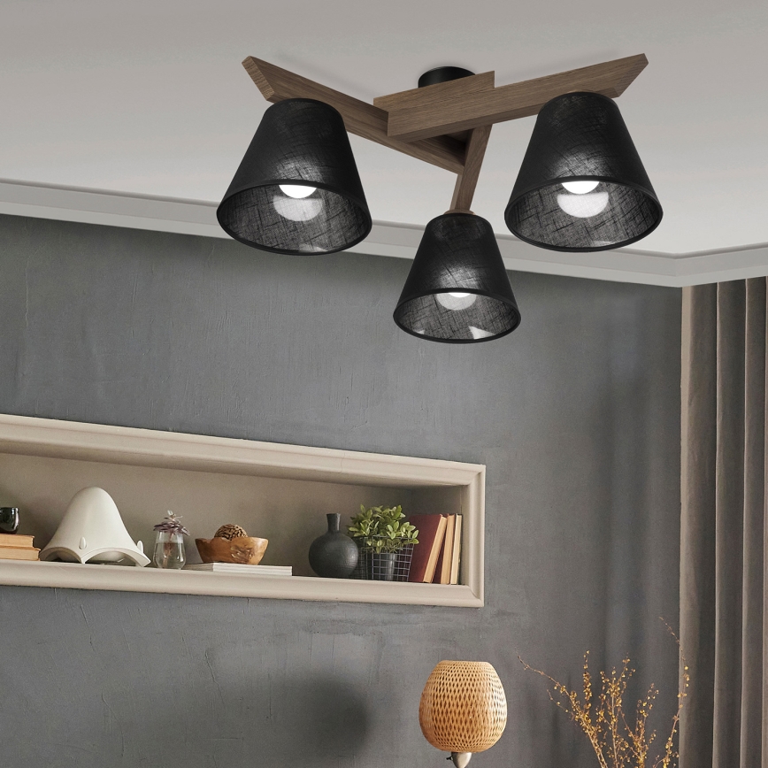Brilagi - Bevestigde hanglamp ANTHONY 3xE14/40W/230V eiken/zwart