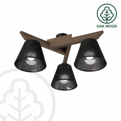 Brilagi - Bevestigde hanglamp ANTHONY 3xE14/40W/230V eiken/zwart