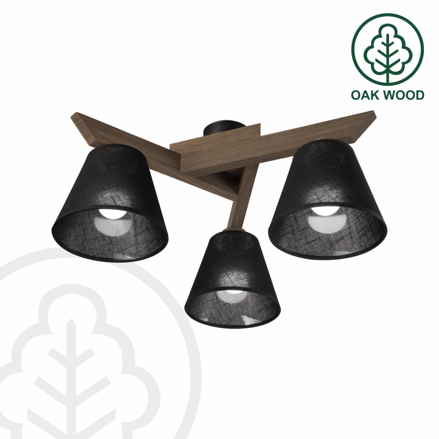 Brilagi - Bevestigde hanglamp ANTHONY 3xE14/40W/230V eiken/zwart