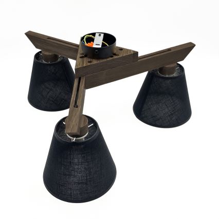 Brilagi - Bevestigde hanglamp ANTHONY 3xE14/40W/230V eiken/zwart
