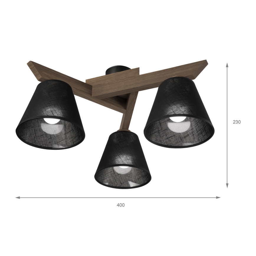 Brilagi - Bevestigde hanglamp ANTHONY 3xE14/40W/230V eiken/zwart