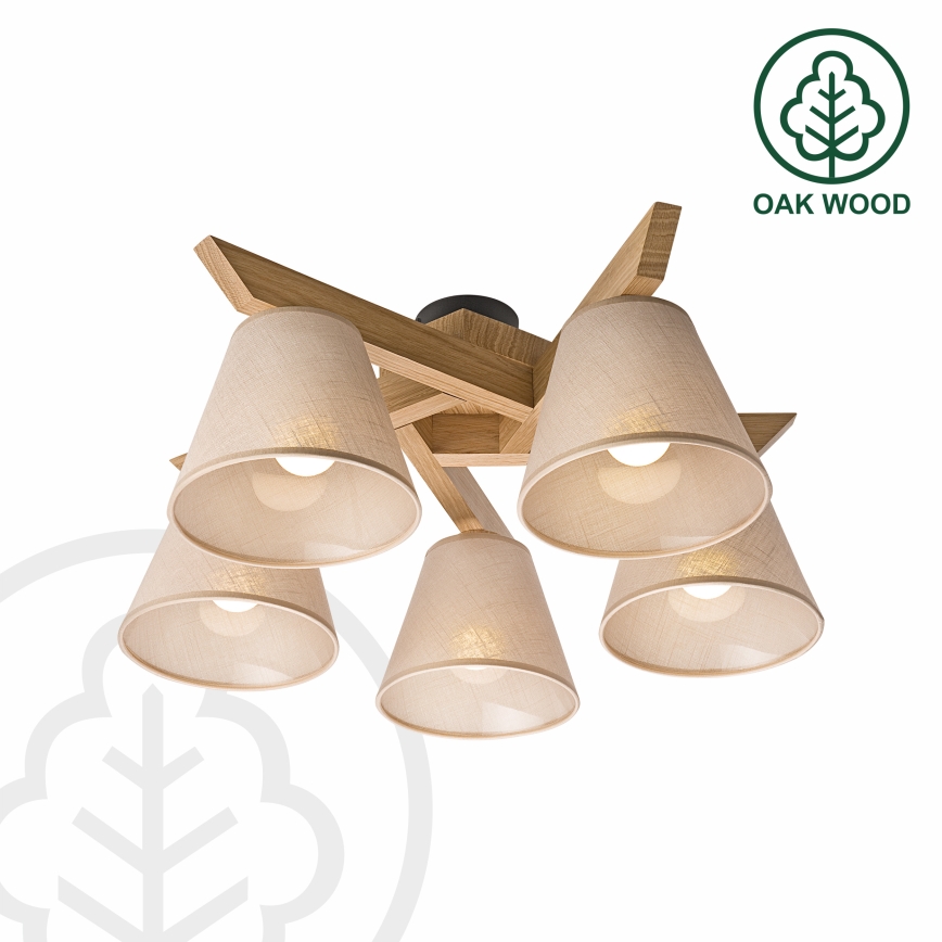 Brilagi - Bevestigde hanglamp ANTHONY 5xE14/40W/230V eiken/beige