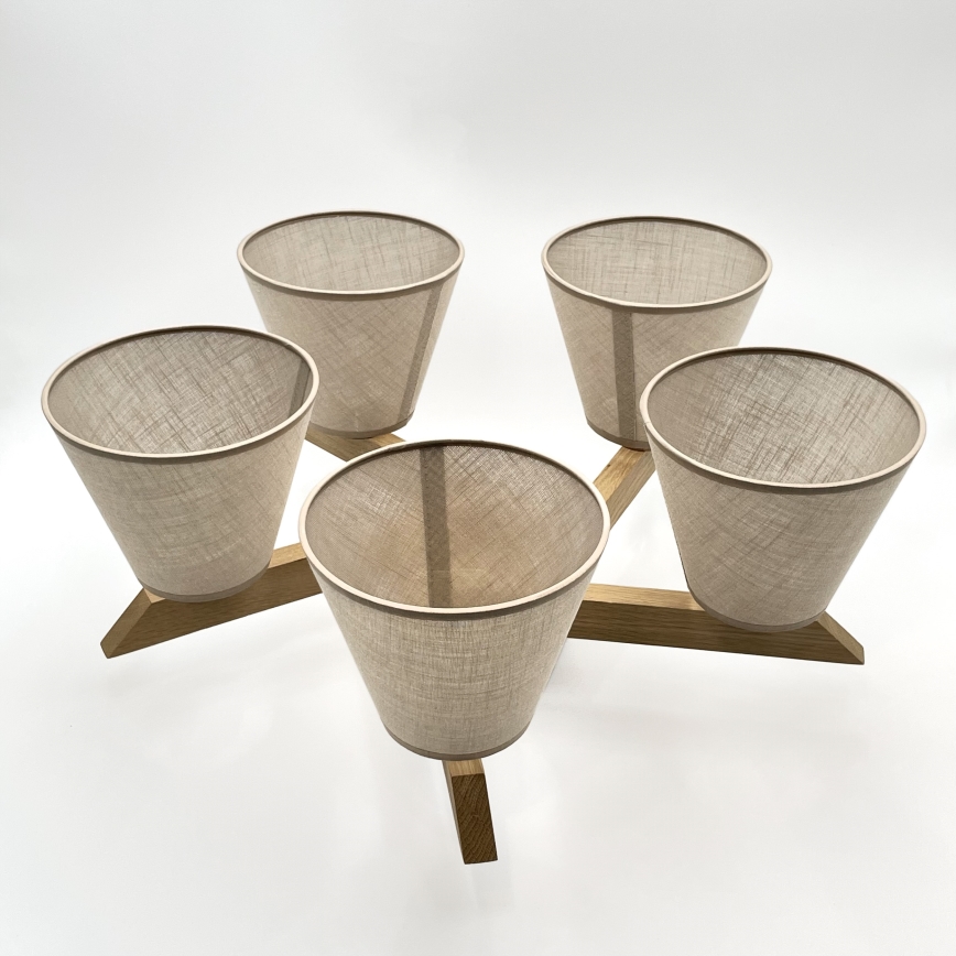 Brilagi - Bevestigde hanglamp ANTHONY 5xE14/40W/230V eiken/beige
