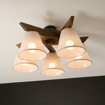 Brilagi - Bevestigde hanglamp ANTHONY 5xE14/40W/230V eiken/beige