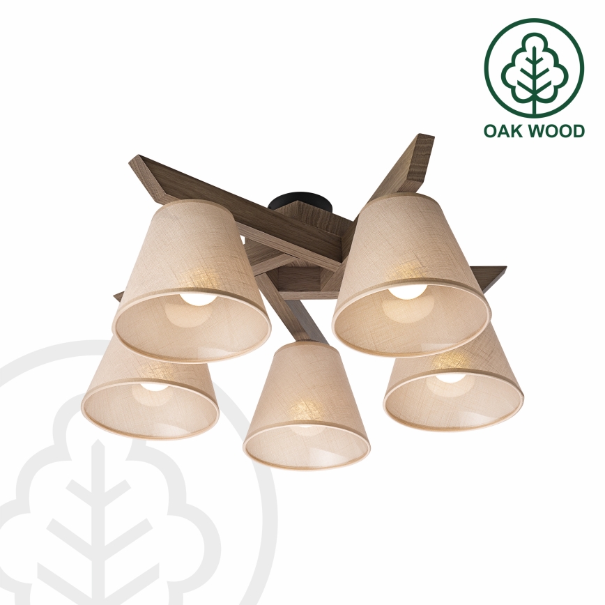 Brilagi - Bevestigde hanglamp ANTHONY 5xE14/40W/230V eiken/beige