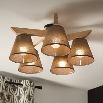 Brilagi - Bevestigde hanglamp ANTHONY 5xE14/40W/230V eiken/bruin