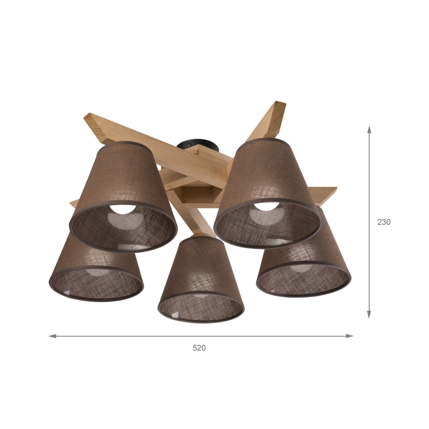 Brilagi - Bevestigde hanglamp ANTHONY 5xE14/40W/230V eiken/bruin