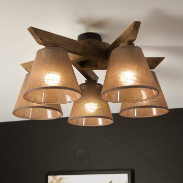 Brilagi - Bevestigde hanglamp ANTHONY 5xE14/40W/230V eiken/bruin