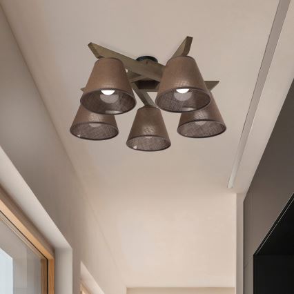 Brilagi - Bevestigde hanglamp ANTHONY 5xE14/40W/230V eiken/bruin