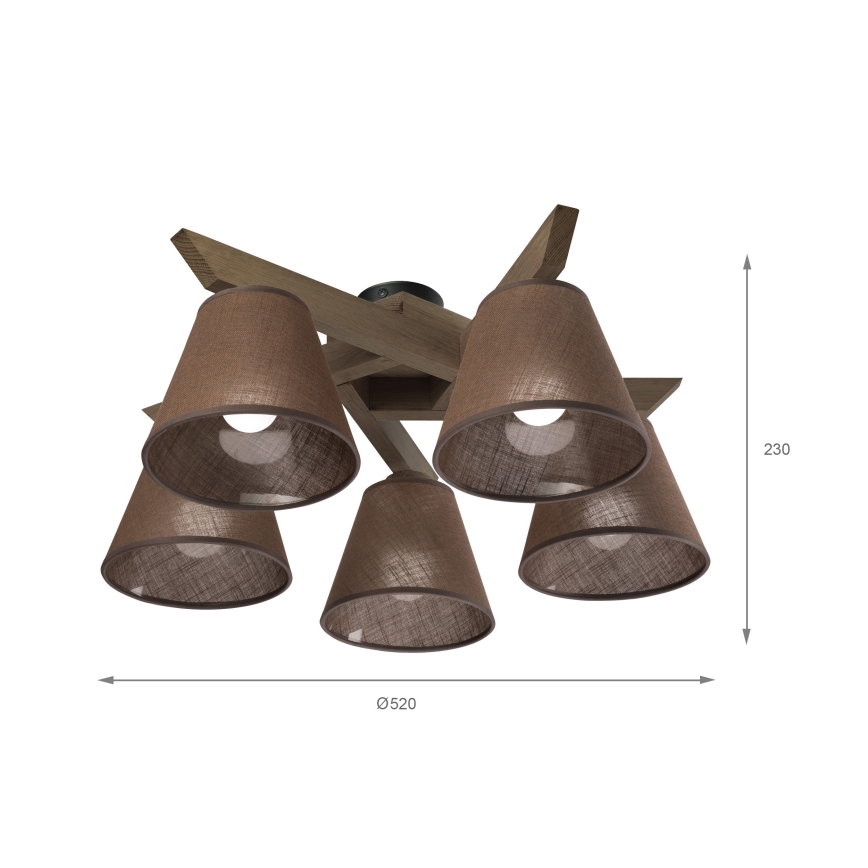 Brilagi - Bevestigde hanglamp ANTHONY 5xE14/40W/230V eiken/bruin