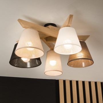 Brilagi - Bevestigde hanglamp ANTHONY 5xE14/40W/230V eiken